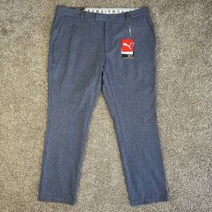 Puma Pants Mens 38x32 Blue Check Modern Break Peacoat Golf Office Driving Range